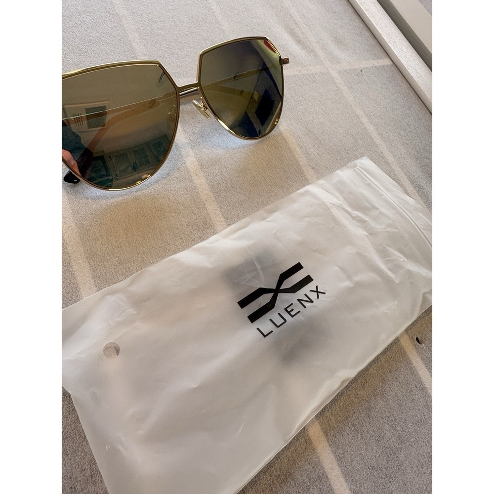 NEW Luenx Aviator Sunglasses Gold Mirror Black & Gold Frames